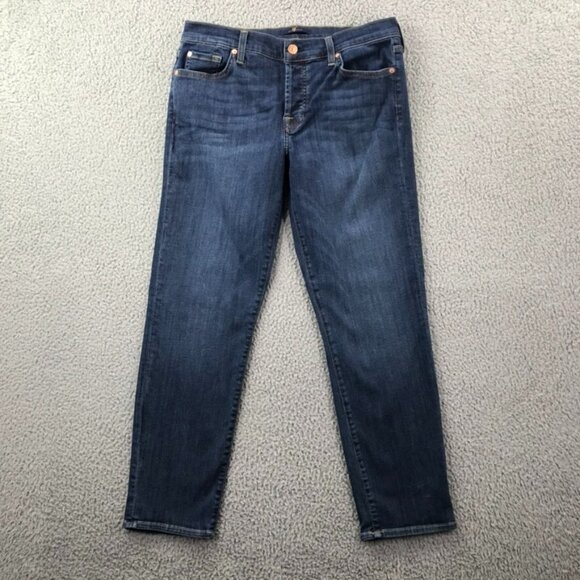 7FAM Womens Size 28 Josefina Mid Rise Button Fly Skinny Boyfriend Jeans - Picture 2 of 16